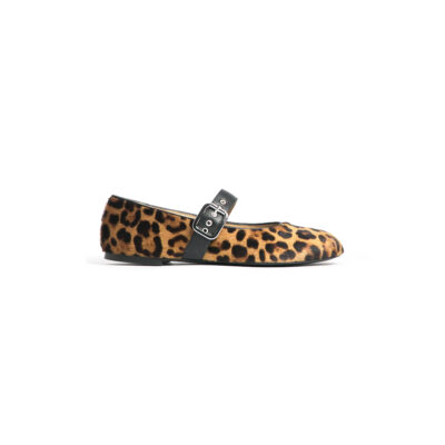 Ballerina in pelle stampata con fibbia