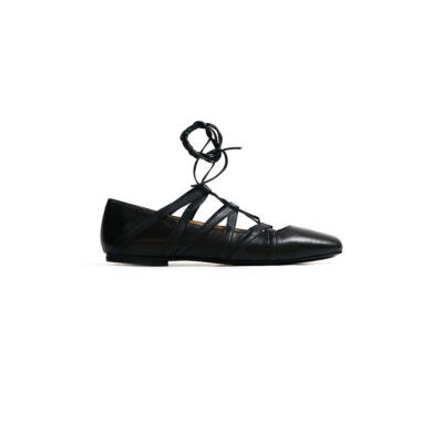 Ballerina in nappa Nero con laccetti