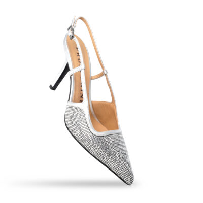 Sandalo Slingback Crystal Silver e Laminato Silver
