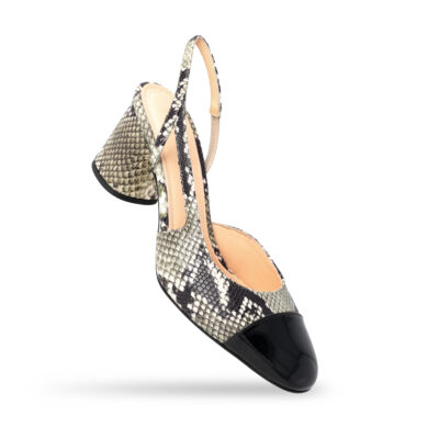 Slingback  Vernice nero e Pitone Roccia