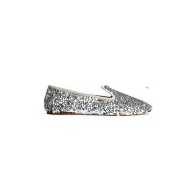 Mocassino Paillettes Argento