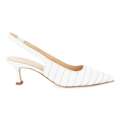 Slingback Nappa Bianca Con Catena