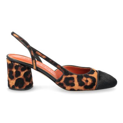 Slingback in cavallino leopardato e nero