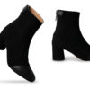 Ankle Boot in Black Suede and Black Nappa Leather - Thumbnail Image 3