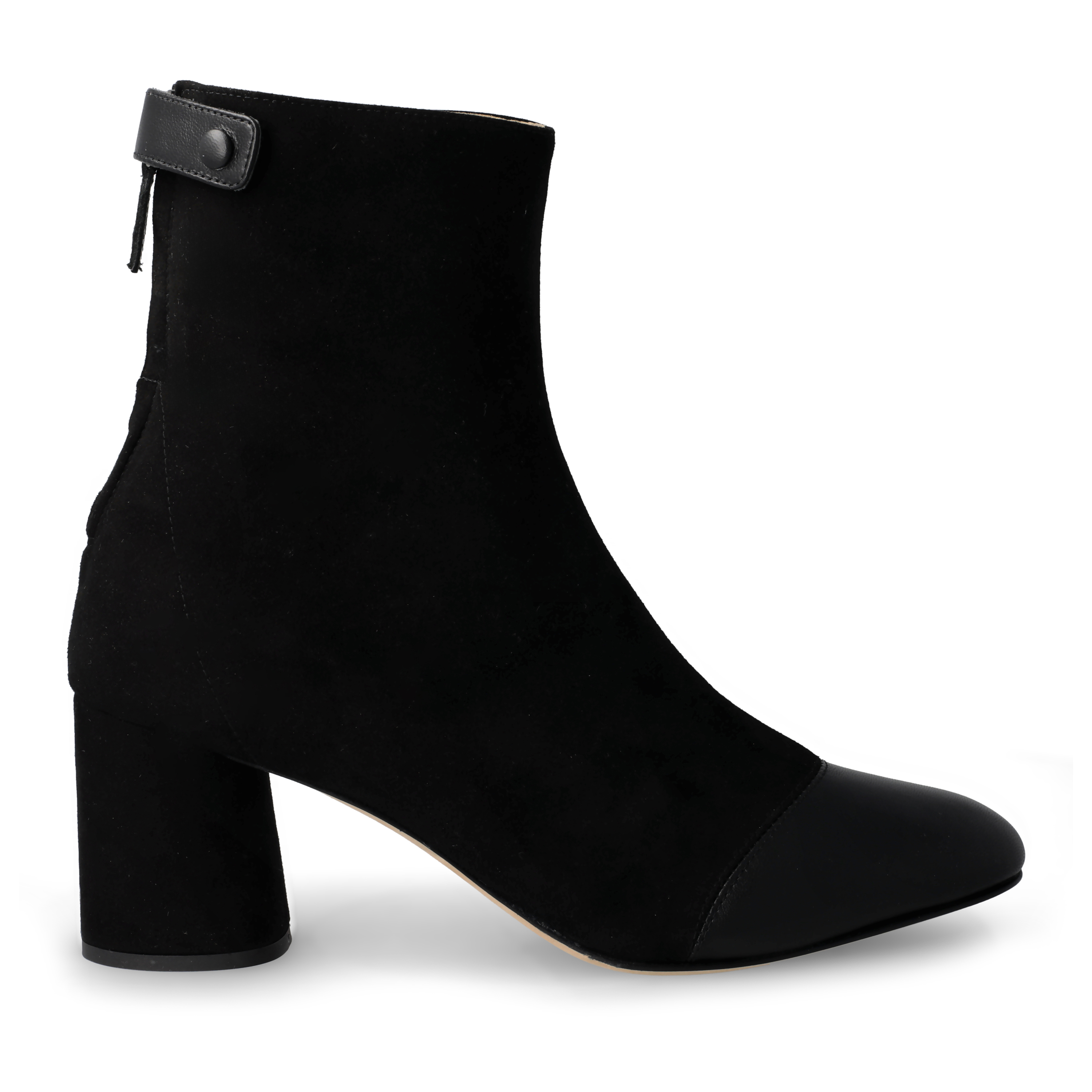Ankle Boot in Black Suede and Black Nappa Leather - Image 1