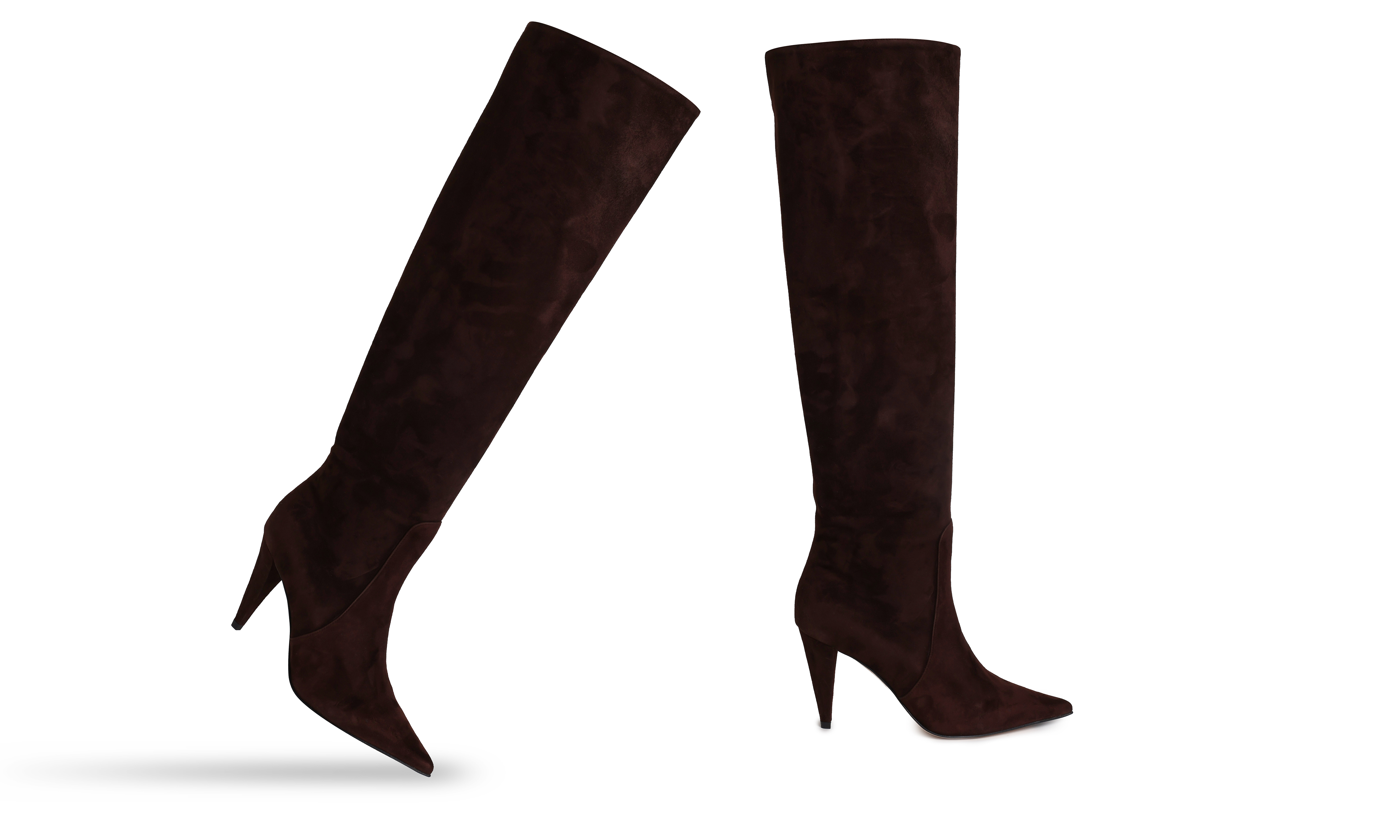 Knee-High Boot in Chocolate Suede - Image 3