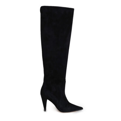 Knee-High Boot in Black Daino Leather